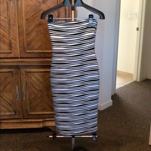 Bebe black and white strapless bodycon